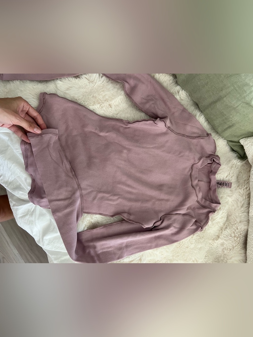 Skims Mauve Ribbed Long-Sleeve Top by